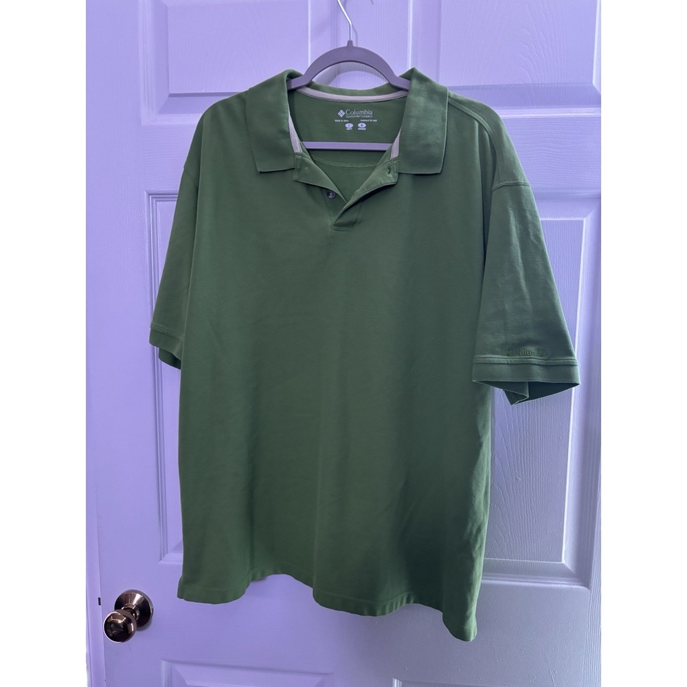 Columbia Sportswear Green Short Sleeve Polo‎ Shirt Men's Size Large
